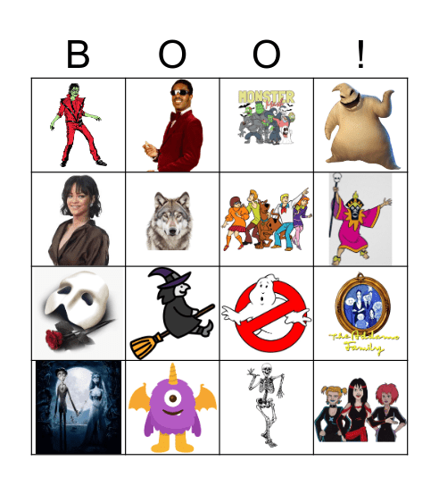 Halloween Music Bingo Card