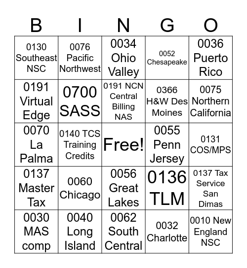OTI Bingo Card