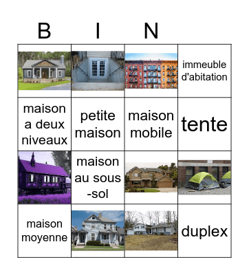 Les Maisons Bingo Card
