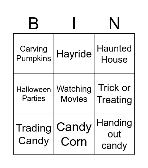 Halloween Bingo Card