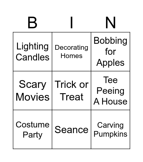 Halloween Bingo Card