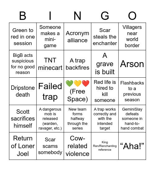 Wild Life Bingo Card