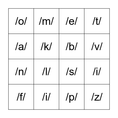 4th Phoneme BINGO Card