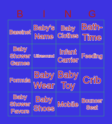 ROYAL BABY SHOWER BINGO Card