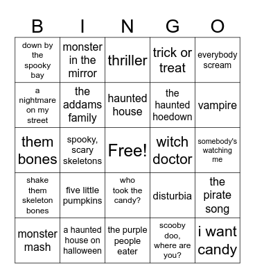 Halloween Singo Bingo Card