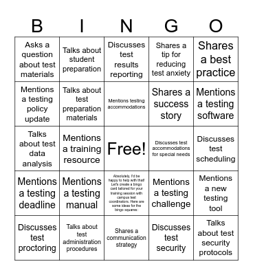 STAAR Bingo Card