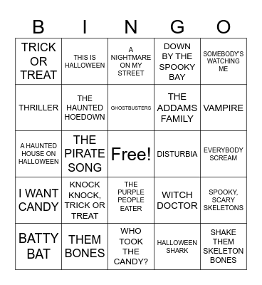 Halloween Singo Bingo Card