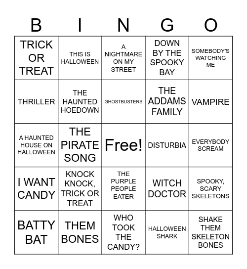 Halloween Singo Bingo Card