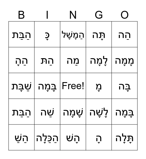 Chapter 3 Bingo Card