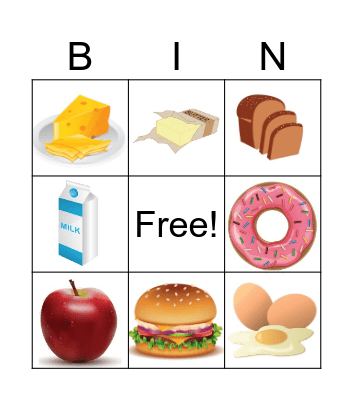 Grocery and Fast Food Bingo Card