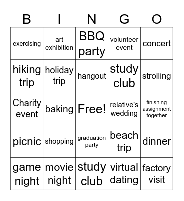 find someone who will come with you to.... Bingo Card