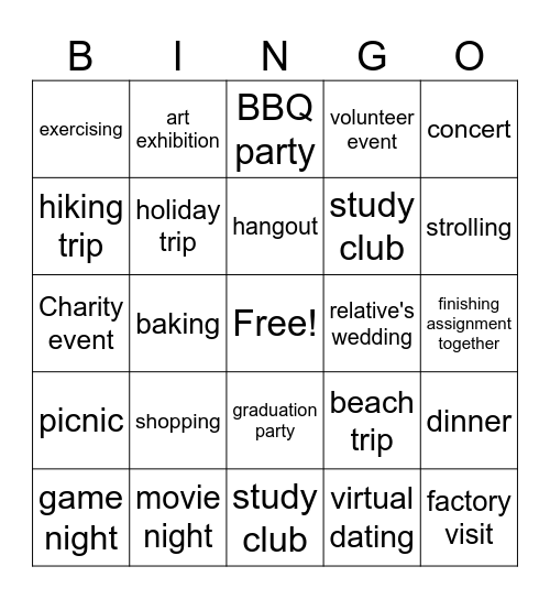 find someone who will come with you to.... Bingo Card