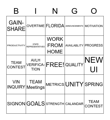 STATE REPORTING  Bingo Card