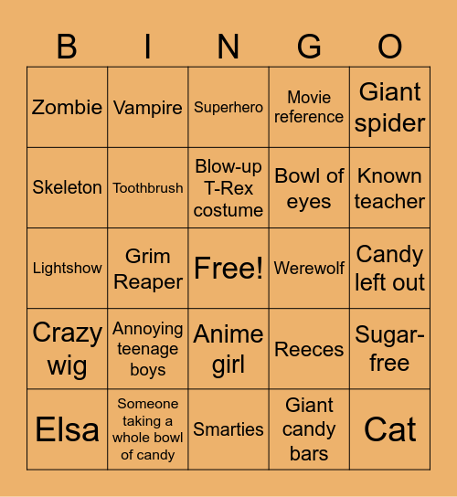 Halloween bingo Card