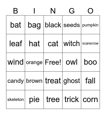 Halloween Bingo Card