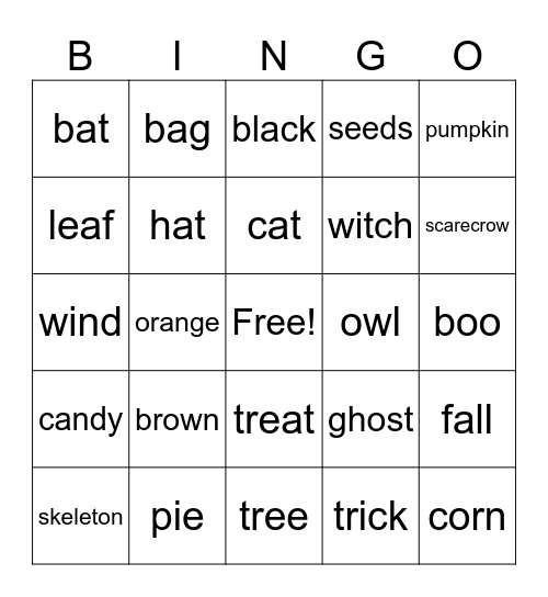 Halloween Bingo Card