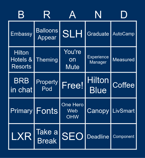 Brand Pod Meeting Bingo Card