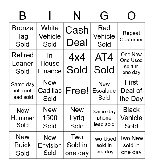 Mullinax Montgomery Bingo Card