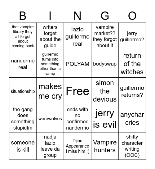 WWDITS SEASON 6 BINGO Card