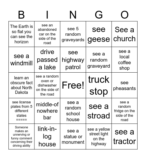 Road to NATS Bingo Card