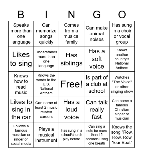 People Bingo Card