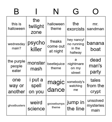 halloween Bingo Card