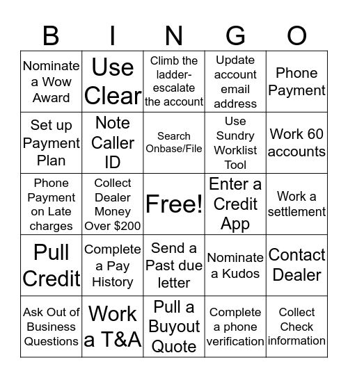 PM Bingo Card