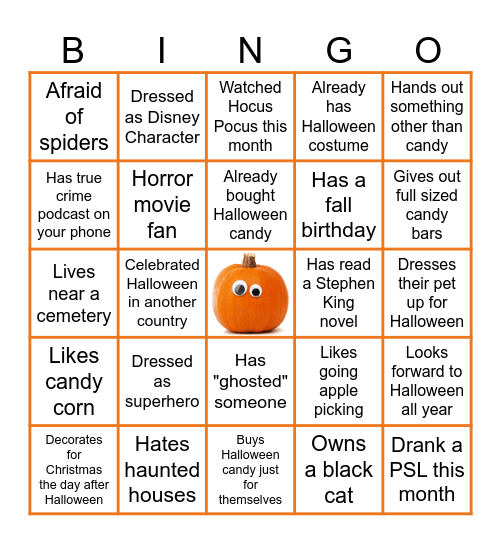 APG Halloween Bingo Card