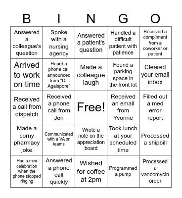 IV LEAGUE BINGO Card