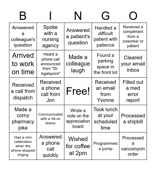 IV LEAGUE BINGO Card