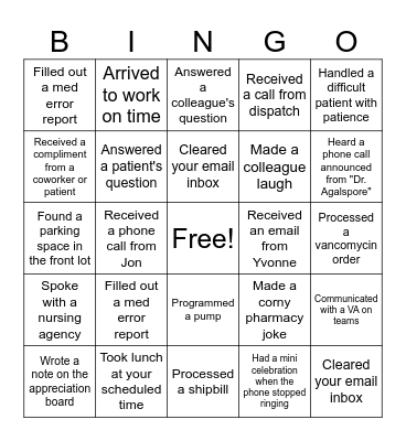 IV LEAGUE BINGO Card