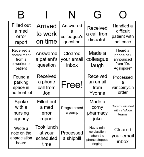 IV LEAGUE BINGO Card