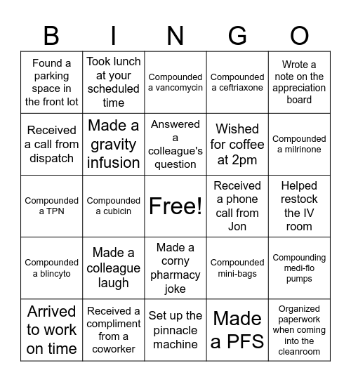 IV LEAGUE BINGO Card