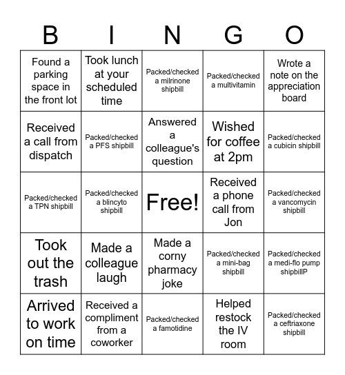 IV LEAGUE BINGO Card