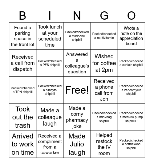 IV LEAGUE BINGO Card