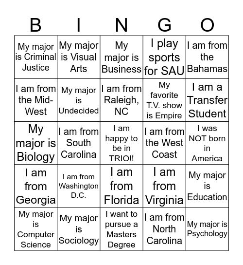 Academic Achievers BINGO! Bingo Card