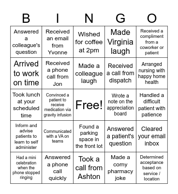 IV LEAGUE BINGO Card