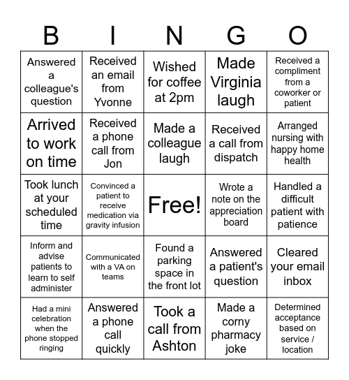 IV LEAGUE BINGO Card