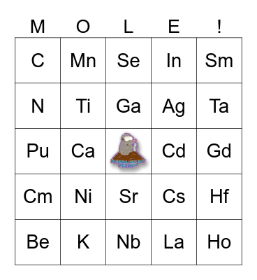Mole Day Bingo Card