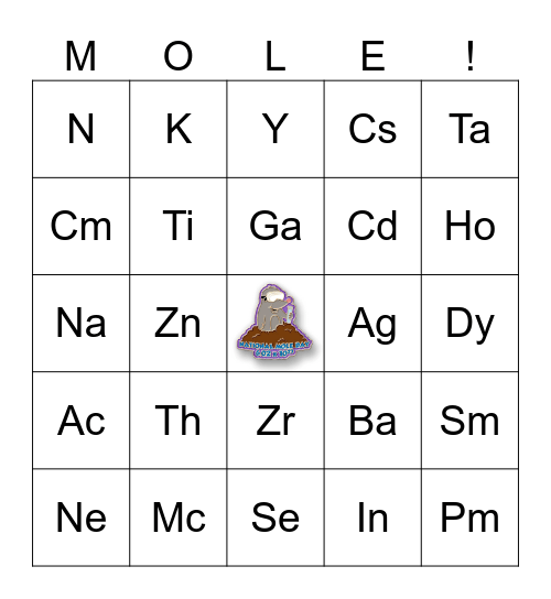 Mole Day Bingo Card