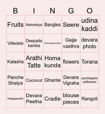 BINGO - Traditional Indian Twist Bingo Card