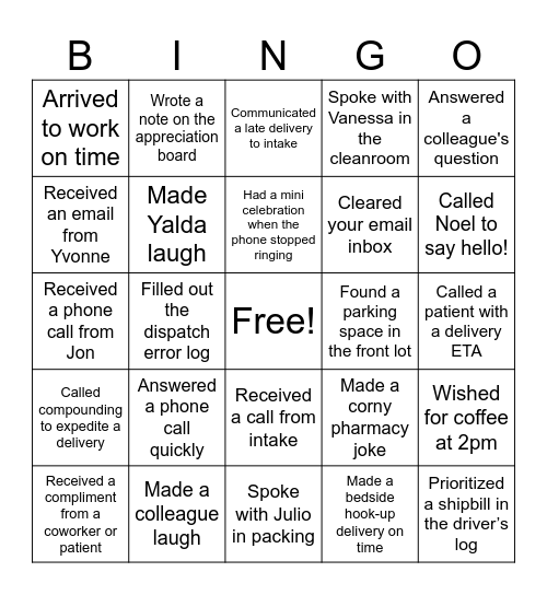 IV LEAGUE BINGO Card