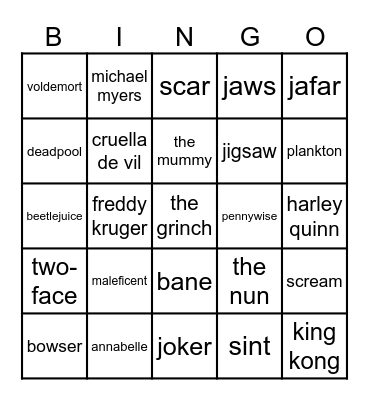 Halloween Bingo Card