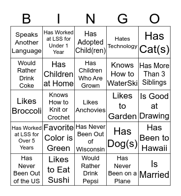 Getting To Know You Bingo! Bingo Card