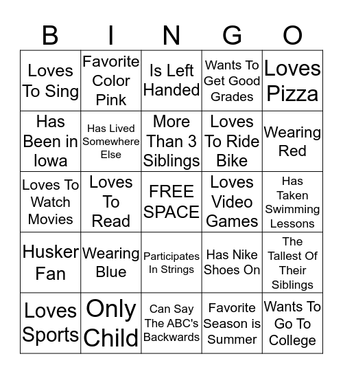 Mr. Starkweather's Class Bingo Card