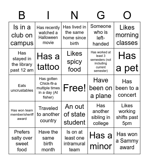 Human Bingo Card