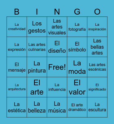 Loteria Vocabulario 3 Bingo Card