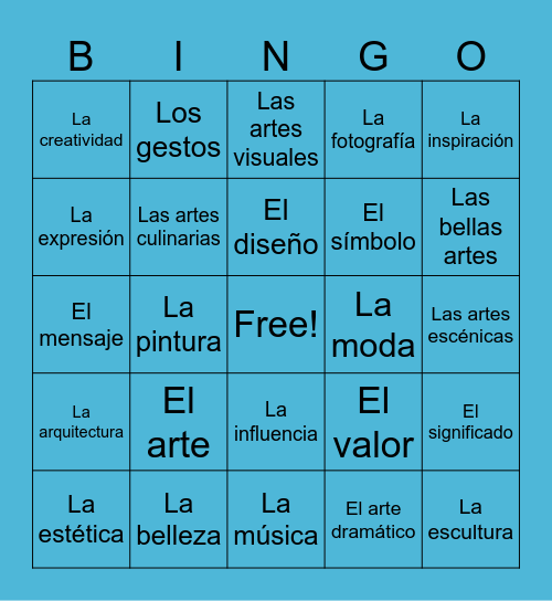 Loteria Vocabulario 3 Bingo Card