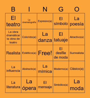 Loteria Vocabulario 3 Bingo Card