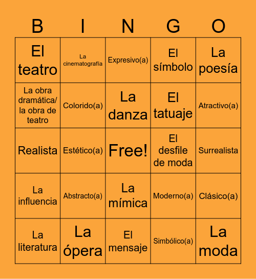 Loteria Vocabulario 3 Bingo Card